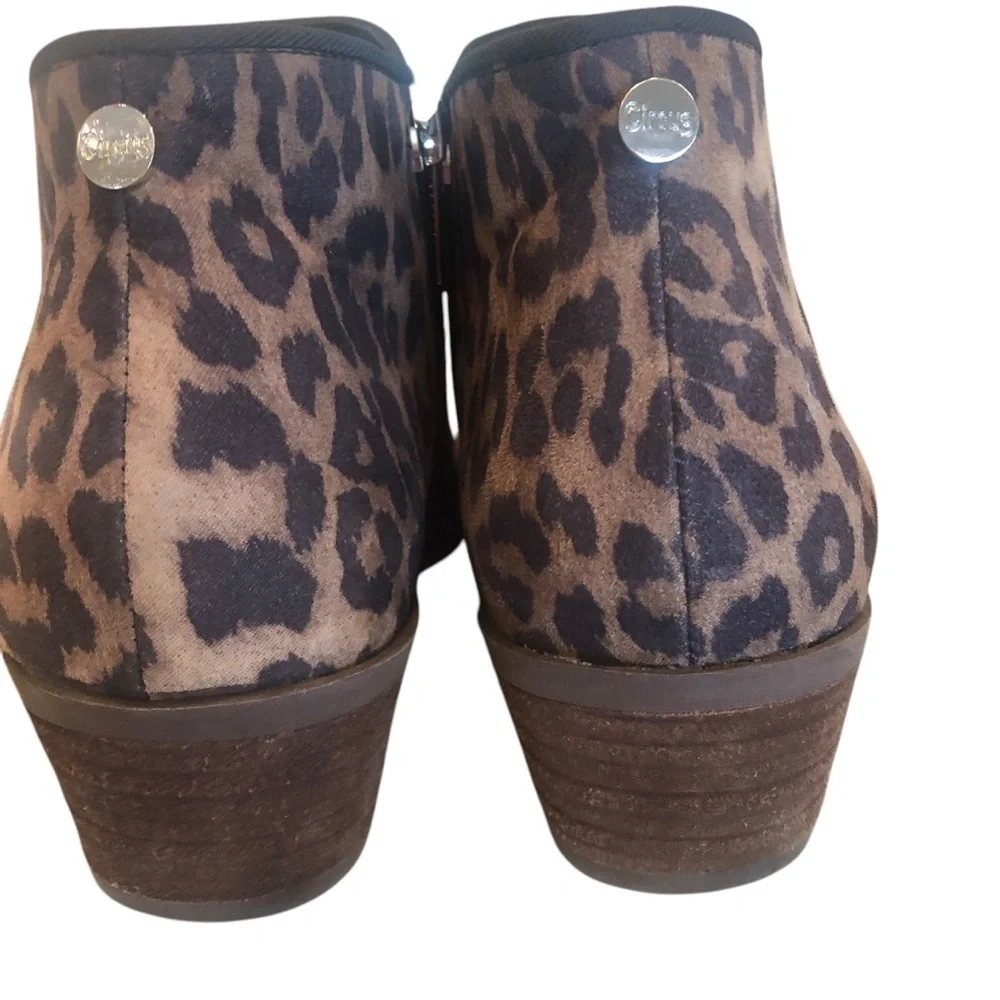 Sam Edelman Circus Animal Print Leopard Ankle Stacked Heel Zipper Bootie Size‎ 7